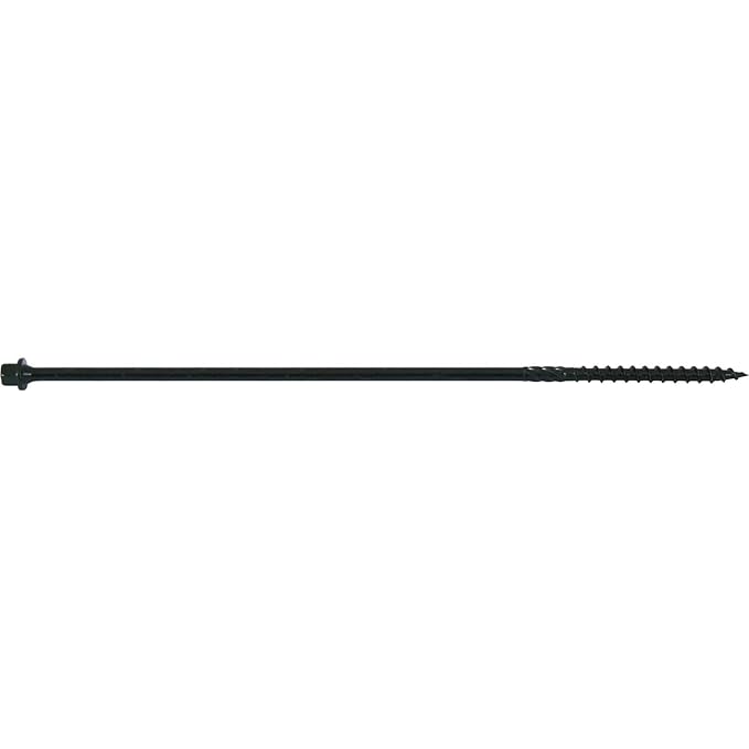 #14 X 12 Heavy Duty Black Timber/Log/Landscaping Wood Screws - Exterior Coated Heavy Duty Screws (50 Count - Heavy Duty Black Log Wood Screws)