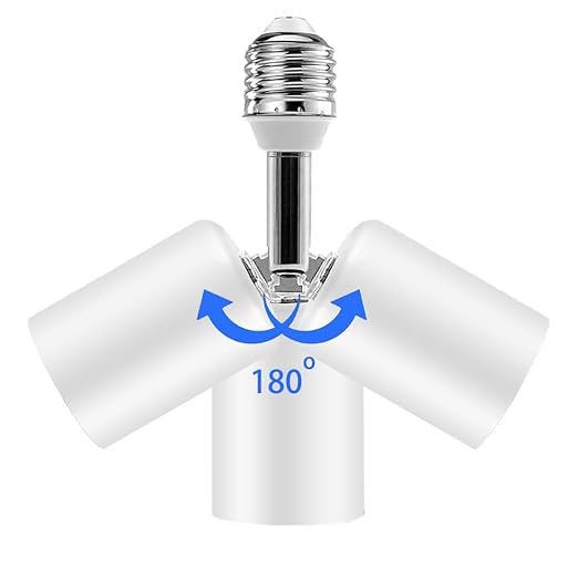 Ceramic & Metal E26 Light Socket Extender,150w-Heat-resistant-Ideal for Light Holder Extension,Electrical Socket Extender,180° Bendable Adapter Screw Base Light Bulb Extension, 2pcs (White)