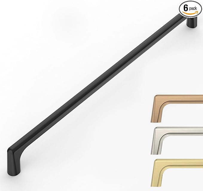 6 Pack Matte Black Cabinet Pulls 12.6 Inch Kitchen Cabinet Handles Cabinet Hardware Kitchen Handles for Cabinets Wardrobe Pulls Black Dresser Pulls Drawer Handle