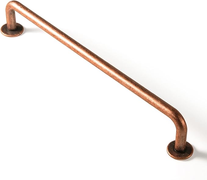 Goo-Ki 6 Pack Antique Copper Cabinet Pull Dark Copper Drawer Handles, 7.56 inch(192mm) c-c Solid Vintage Copper Bar Pulls Red Bronze Kitchen Hardware for Dresser Wardrobe Cupboard, 9338AC-192
