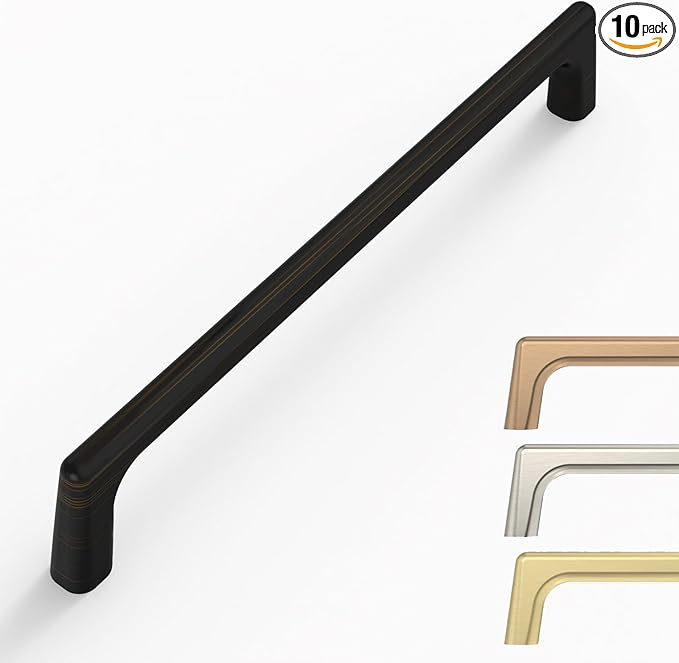 10 Pack Oil Rubbed Bronze Cabinet Pulls - 6.25 Inch Cupboard Handles for Cabinets and Drawer Handles
