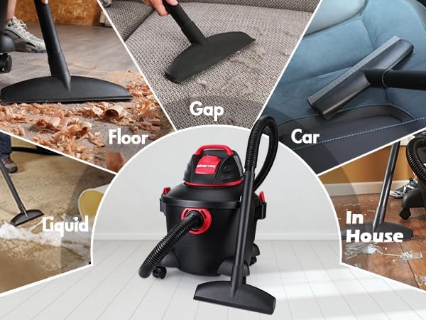 Shop-Vac 5920689 Wet/Dry Vacuum Cleaner, 6 Gallon, 3.0 Peak HP, 1.25 Inch Diameter x 7 Foot Hose, 6 Foot Cord, Ideal for Jobsite, Garage & Workshop