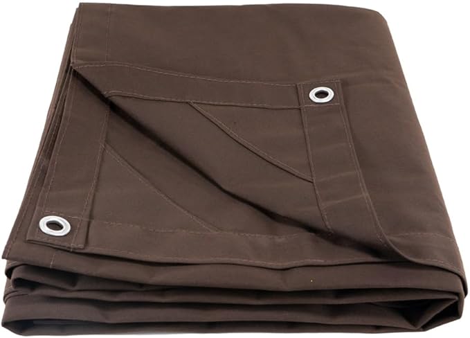 Mytee Products 12' x 16' Dark Brown Canvas Tarp 12oz - Water Resistant & Breathable - Heavy Duty Tarps - Multipurpose Tarpaulin Cover for Camping Tent