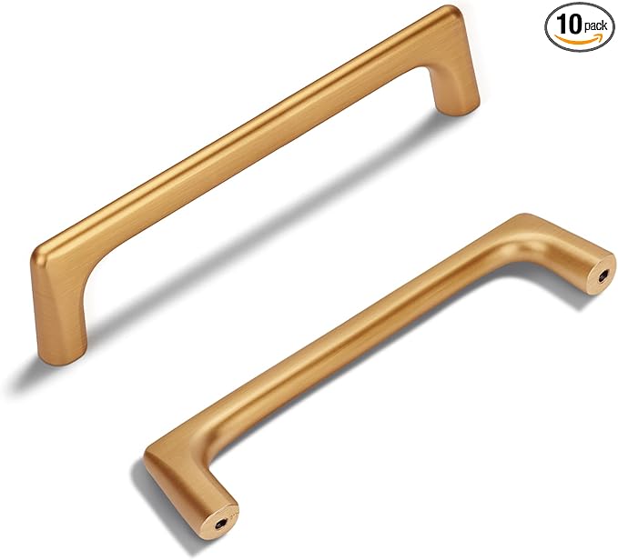 10 Pack 5 Inch(128mm) Hole Center Modern Brushed Champagne Bronze Cabinet Pull Handle Timeless Vanity Drawer Pull Handle Classic Cabinet Hardware for Kitchen Bathroom, Champagne(5x10)
