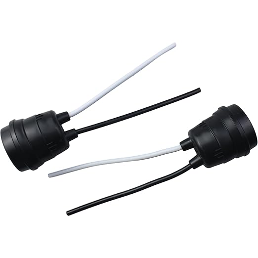 FDXGYH 6pcs Light Bulb Base E27 Waterproof Pigtail Lamp Holder Socket with Cord(Black)