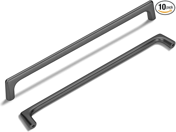 10 Pack 11.3 Inch(288mm) Hole Center Modern Matte Dark Gunmetal Gray Cabinet Pull Handle Timeless Vanity Drawer Pull Handle Classic Cabinet Hardware for Kitchen, Screws Included, Gray(11.3x10)