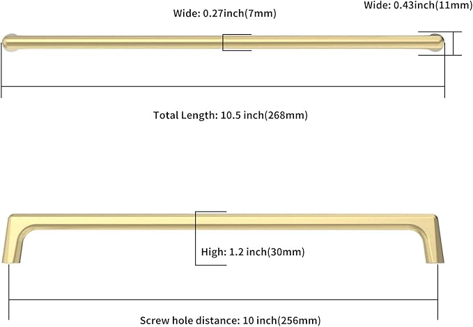 10 Pack Brushed Gold Cabinet Pulls 10 Inch Kitchen Cabinet Handles Cabinet Hardware Kitchen Handles for Cabinets Cupboard Handles Gold Dresser Pulls Drawer Handle