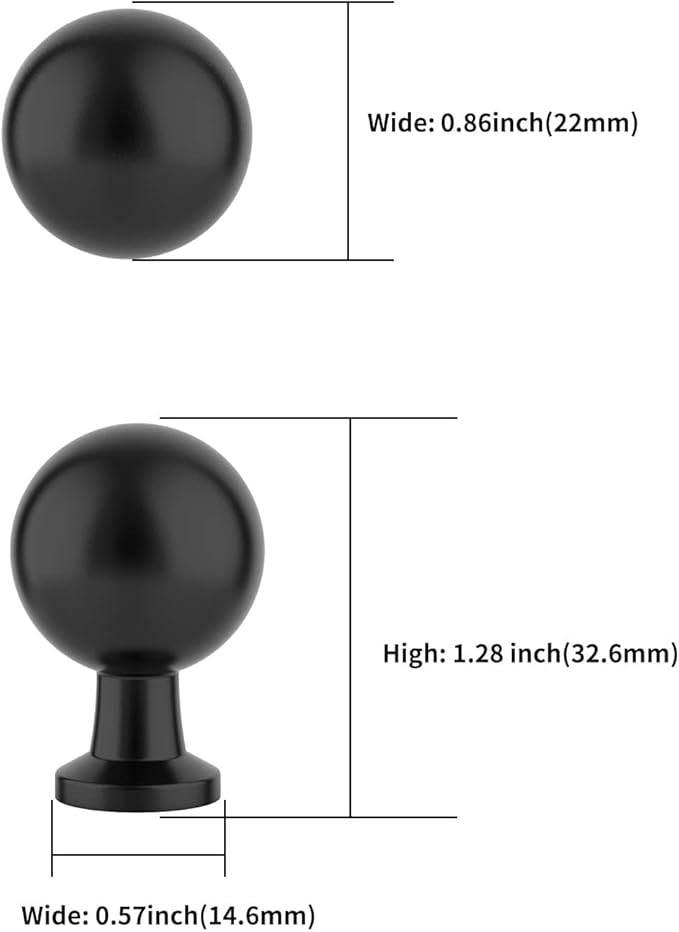 10 Pack 1-1/2 Inch Matte Black Cabinet Knobs Black Drawer Knobs Round Kitchen Cabinet Knobs Black Knobs for Cabinets Dresser Knobs Knobs for Dresser Drawers