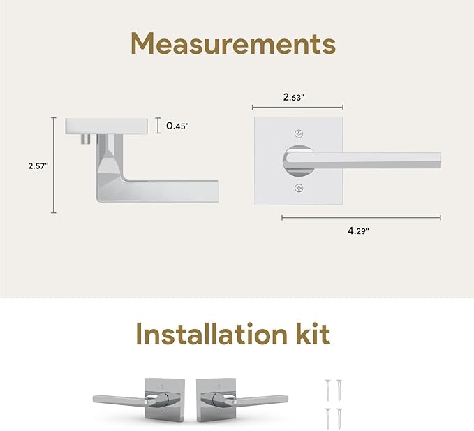 Mega Handles Prime Dummy Door Handles - 6 Pack Heavy Duty Chrome Door Handles, Non-Turning Door Handle for Closet & French Doors, Single Side, Fits All Standard Doors - Polished Chrome