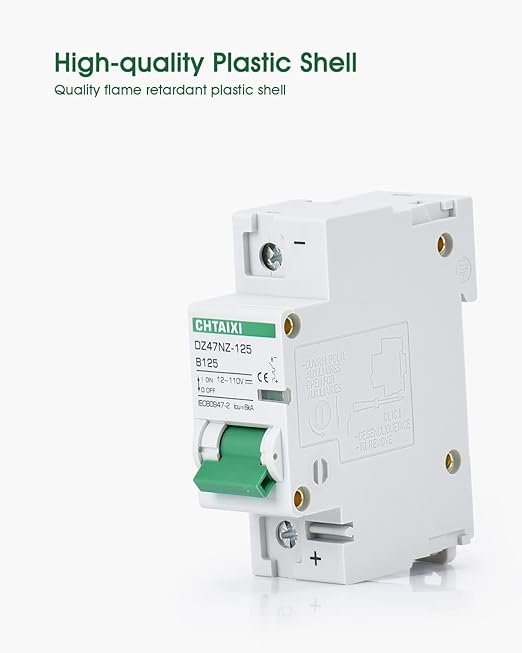 12V-110V DC Miniature Circuit Breaker, 80 Amp 1 Pole Battery Breaker Protector for Solar PV System and RV, Thermal Magnetic Trip, DIN Rail Mount, High Current DC Disconnect Switch MCB 1P B80