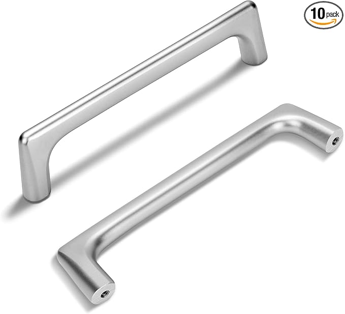 10 Pack 5 Inch(128mm) Hole Center Modern Polished Chrome Cabinet Pull Handle Timeless Vanity Drawer Pull Handle Classic Cabinet Hardware for Kitchen Dresser Bathroom, Screws Included, Chrome(5x10)