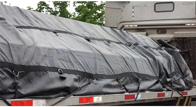 Mytee Products 24' x 27' Flatbed Trailer Lumber Tarp with 8 FT Drop - Heavy Duty Green 18 Oz Vinyl Waterproof Tarp for Truck/Trailers to Protect Cargo from Wind, Rain, Snow, and Sun