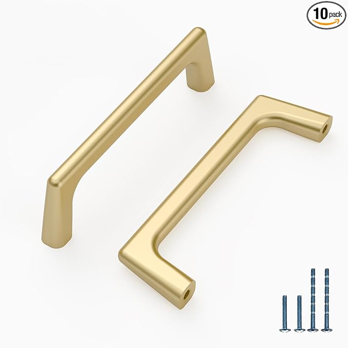 10-Pack 3.75 Inch Cabinet Handles - Gold Cabinet Pulls for Cabinets