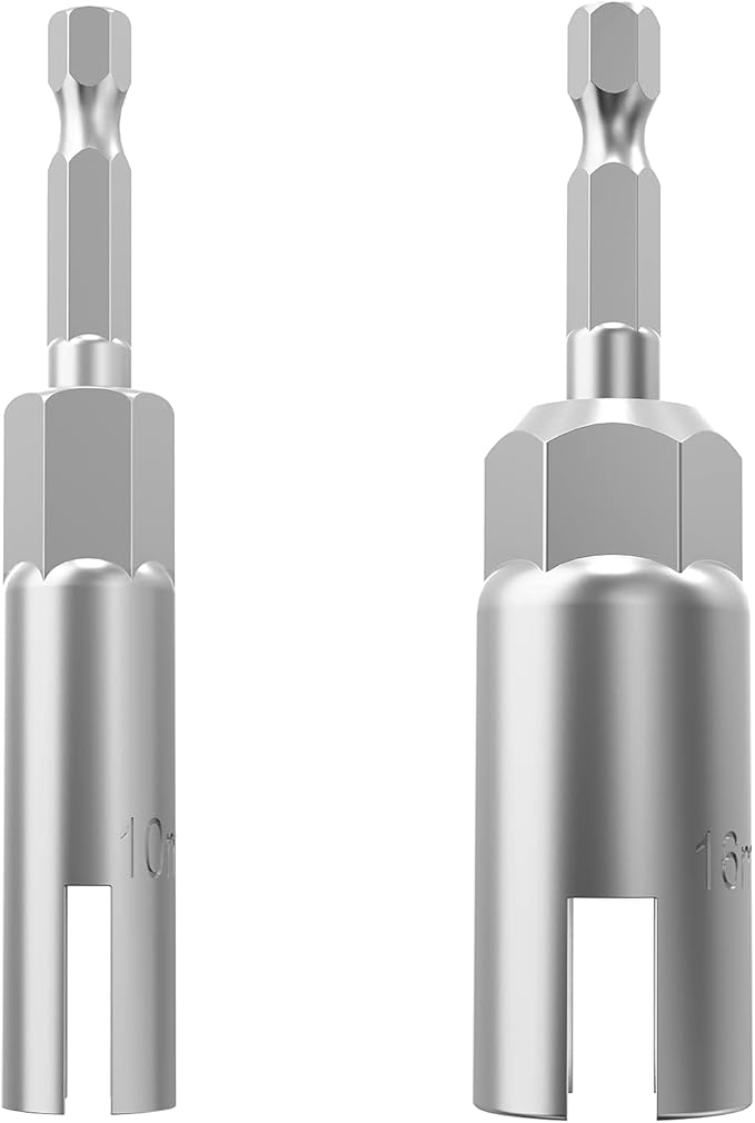 2 Pack 1/4" Hex Shank,Power Wing Nut Driver Set,Slot Wing nuts Drill Bit Socket Wrenches Tools Set, Drills Bits for Panel Nuts screws eye C hook bolt (2 Pack 2 Size (10mm,16mm))