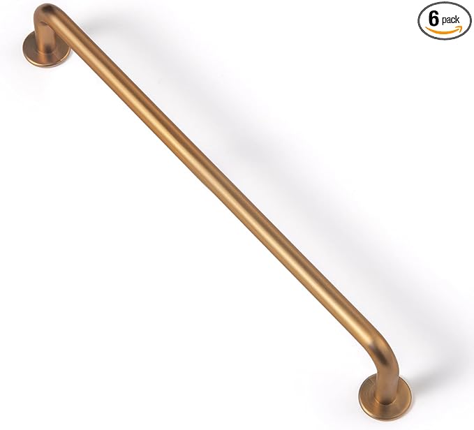 Goo-Ki 6 Pack Champagne Copper Cabinet Drawer Pulls Kitchen Hardware - 6.3"(160mm) c-c Bar Pull Dresser Handles for Cupboard Bathroom Closet Wardrobe