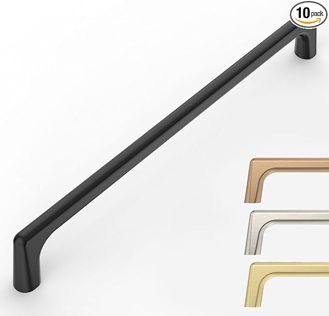 10 Pack Matte Black Cabinet Pulls 10 Inch Kitchen Cabinet Handles Cabinet Hardware Kitchen Handles for Cabinets Cupboard Handles Black Dresser Pulls Drawer Handle
