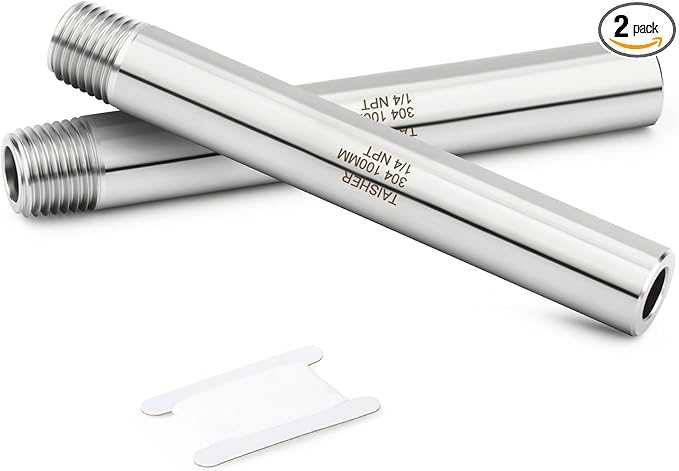 TAISHER 2PCS 304 Stainless Steel Pipe Fittings, 1/4" NPT Male Threaded, 4" Length Weld Nipple Cast Pipe