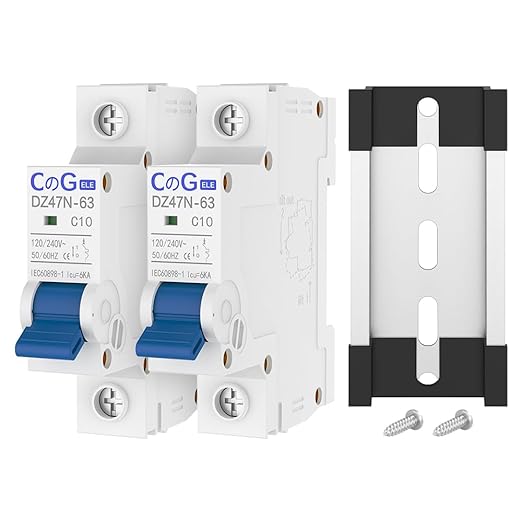 AC Miniature Circuit Breaker 10 Amp 1 Pole 120/240V Solar AC Disconnect Switch Thermal Magnetic Trip Din Rail Mount