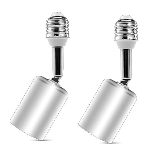 Ceramic & Metal E26 Light Socket Extender,150w-Heat-resistant-Ideal for Light Holder Extension,Electrical Socket Extender,180° Bendable Adapter Screw Base Light Bulb Extension, 2pcs (White)