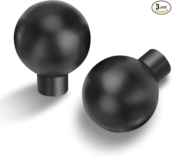 3 Pack Matte Black Cabinet Knobs Drawer Knobs Cabinet Pull Handle Timeless Vanity Drawer Pull Handle Classic Cabinet Hardware for Kitchen Dresser Bathroom, Screws Included, M-Black(1x3)