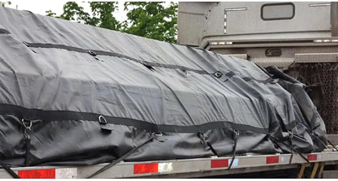 Mytee Products 2 Pack 24' x 27' Flatbed Trailer Lumber Tarp with 8 FT Drop - Heavy Duty Black 18 Oz Vinyl Waterproof Tarp for Truck/Trailers to Protect Cargo from Wind, Rain, Snow, and Sun