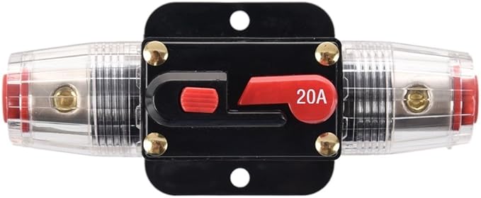 Circuit Breaker 20A 20-300amp Reset Fuse Holder Inline Fuse for Car Audio and Amps Overload Protection 12V-24V DC Replace Fuses