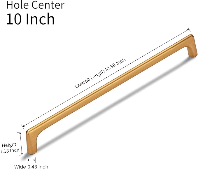 10 Pack 10 Inch(254mm) Hole Center Modern Brushed Champagne Bronze Cabinet Pull Handle Timeless Vanity Drawer Pull Handle Classic Cabinet Hardware for Kitchen Bathroom, Champagne(10x10)