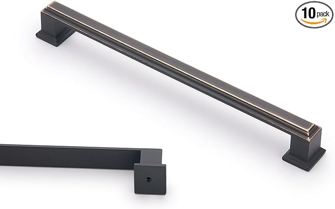 10 Pack 7.5 Inch(192mm) Hole Center Oil Rubbed Bronze Modern Cabinet Pulls Kitchen Cabinet Handles Kitchen Cabinet Hardware Timeless Drawer Pulls for Dresser Cupboard Wardrobe, ORB(7.5x10)