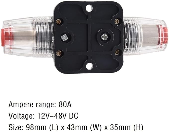 Fuse Holders 80amp 20A 30A 40A 50A 60A 100A 150A Inline Circuit Breaker for Car Audio and Amps Overload Protection Reset Fuse Inverter 12V-24V DC Replace Fuses