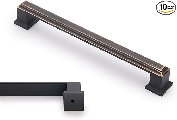 10 Pack 6.3 Inch(160mm) Hole Center Oil Rubbed Bronze Modern Cabinet Pulls Kitchen Cabinet Handles Kitchen Cabinet Hardware Timeless Drawer Pulls for Dresser Cupboard Wardrobe, ORB(6.3x10)