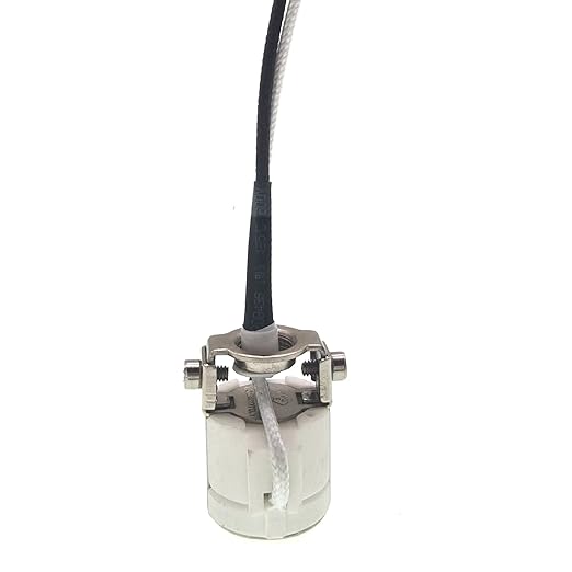 E11 Mini Candelabra Ceramic Screw Lamp Holder Base Socket,2-Pack Can Halogen Socket,E11 Lampholder with 8inch Leads 1000W,250V (with 1/8 Hickey)