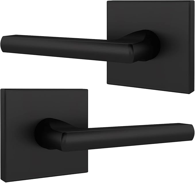 Mega Handles Prime Dummy Lever, Door Handle for Closet or French Doors, Single Side Door Levers, Non-Turning, Fits All Standard Door Sizes, Covered Screws Included - Matte Black (2 Pack) 5"