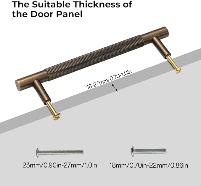 Solid Brass Cabinet Pulls, Knurled Cabinet Pull, Antique Brass Drawer Handles for Bathroom, Bedroom, Kitchen (2, 7.87inch/200mm)