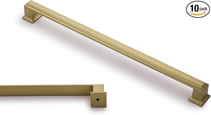 10 Pack 12.6 Inch(320mm) Hole Center Brushed Champagne Bronze Modern Cabinet Pulls Kitchen Cabinet Handles Kitchen Cabinet Hardware Timeless Drawer Pulls for Dresser Wardrobe, Champagne(12.6x10)