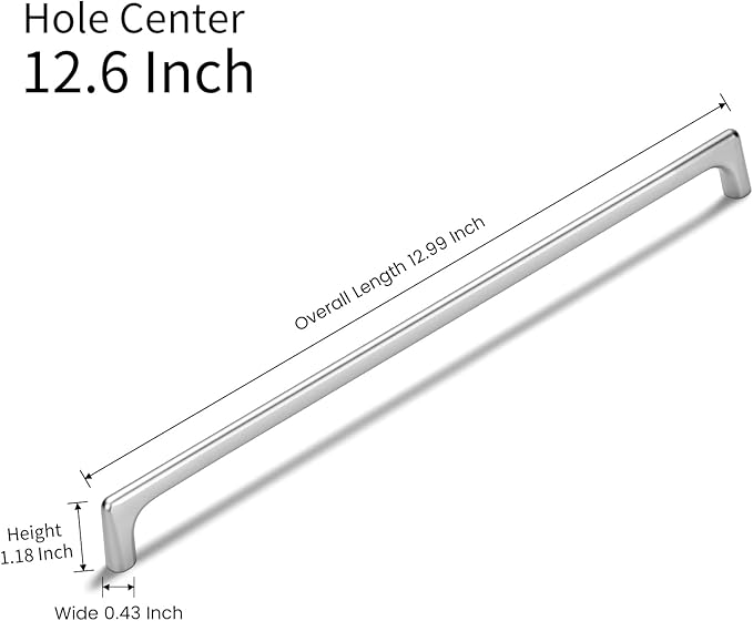 10 Pack 12.6 Inch(320mm) Hole Center Modern Polished Chrome Cabinet Pull Handle Timeless Vanity Drawer Pull Handle Classic Cabinet Hardware for Kitchen Bathroom, Screws Included, Chrome(12.6x10)