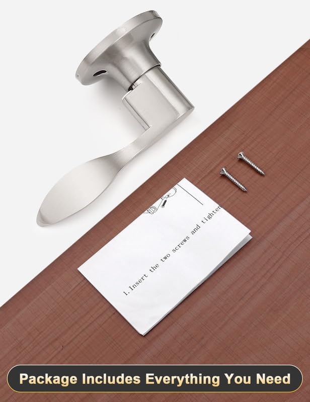 Mengico 5 Pack Satin Nickel Dummy Door Lever, Single Left Side Door Handle for Closets, Non-Turning Pull Only Lever Set, Wave Style Interior Door Knob