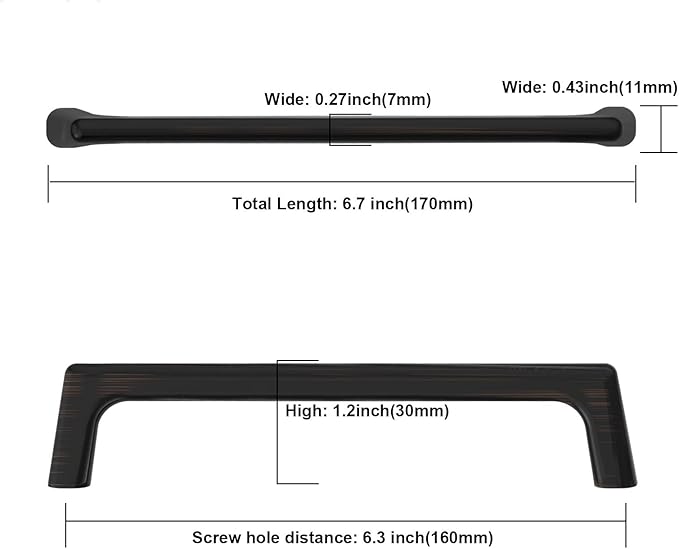 10 Pack Oil Rubbed Bronze Cabinet Pulls - 6.25 Inch Cupboard Handles for Cabinets and Drawer Handles
