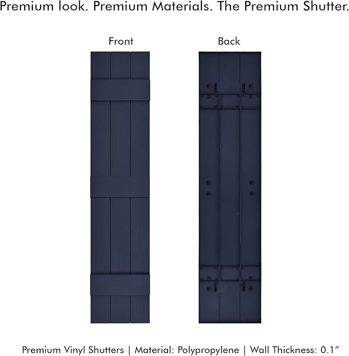 Board & Batten Vinyl Shutters (1 Pair) | 11"x81" (3-Board) - Navy Night Sky | Exterior Window Shutters | Includes Mounting Hardware | Simple Installation | Made in USA