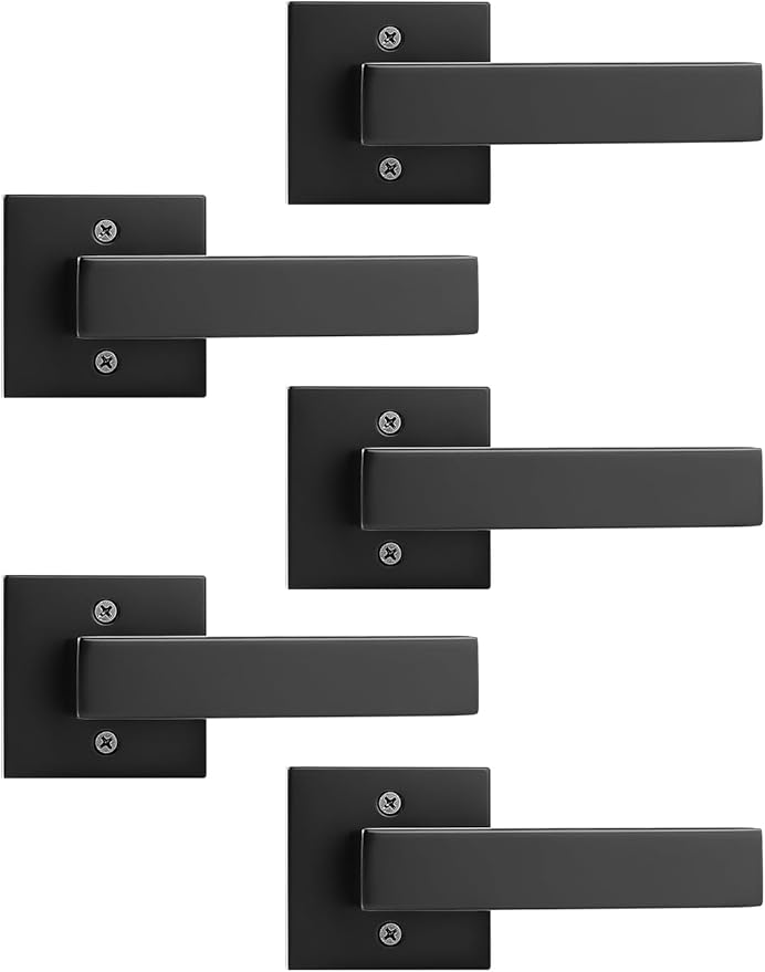 5 Pack Dummy Door Handles for Left Hand and Right Hand, Square Black Door Konbs for Closets, Non-Turning Single Side Pull