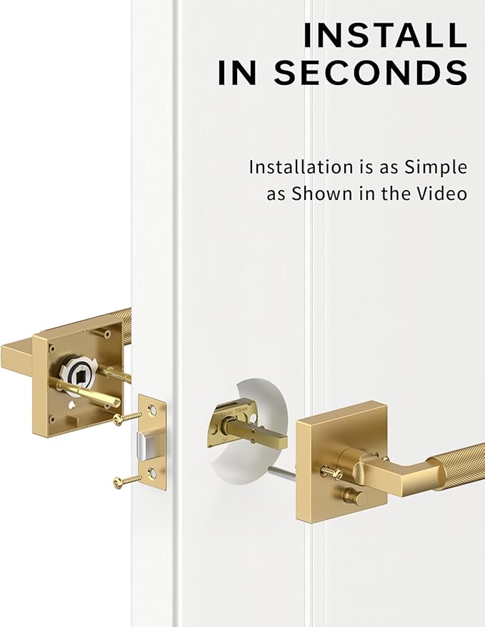 Asidrama 4 Pack Champagne Bronze Privacy Door Handles, Door Lever with Door Knobs Indoor for Bedroom or Bathroom, Heavy Duty Door Handles Interior with Locks for Left Right Sided Doors