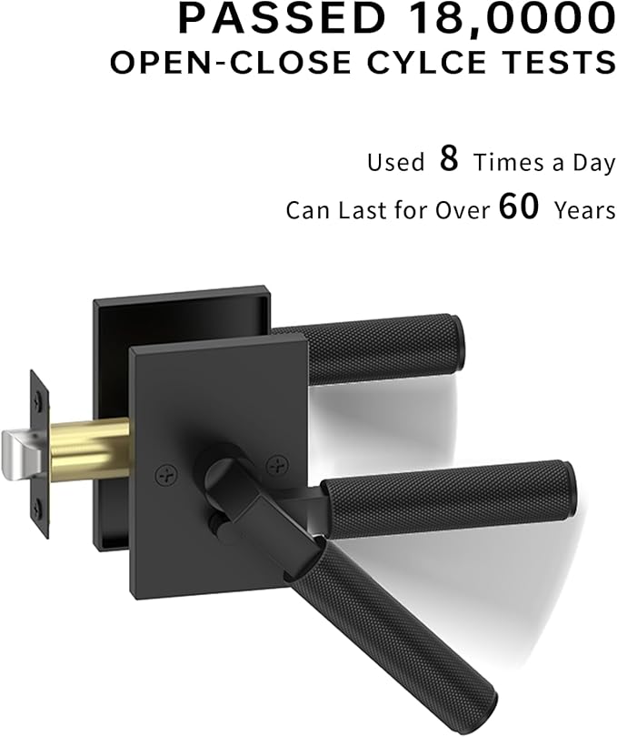 Asidrama 1 Pack Black Privacy Door Handles, Door Lever with Door Knobs Indoor for Bedroom or Bathroom, Heavy Duty Door Handles Interior with Locks for Left Right Sided Doors