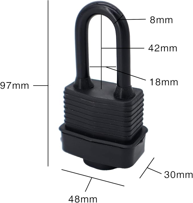 FIGODE® Lock KA#4241, Waterproof Padlocks Keyed Alike for Outdoor use, Covered Heavy Duty Laminated Steel Lock, 1-9/16 Inch. Wide, Long Padlock, Pack of 48
