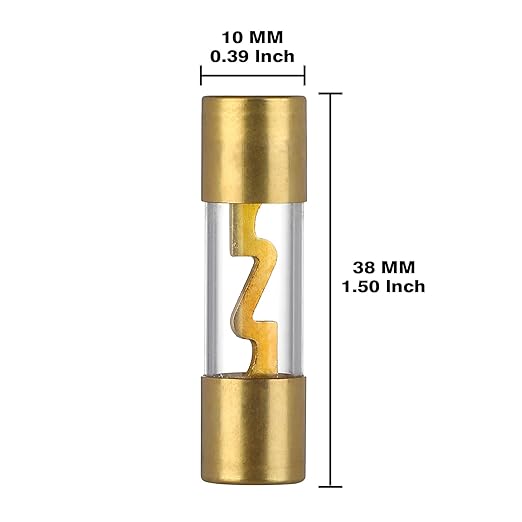 100A AGU Fuse 100 Amp Gold Plated Glass Inline Automobile Audio Fuses for Car Auto Stereo Amplifier Safety Power Protection 12V (Pack of 5 Pcs)