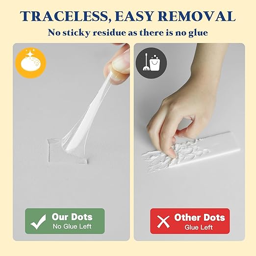 0.5'' Double Sided Adhesive Dots, 75Pcs Clear Adhesive Mounting Putty, Waterproof No Residue Adhesive Putty, Sticky Putty for Wall Hanging, Crafts, Posters Festival Decoration Museum