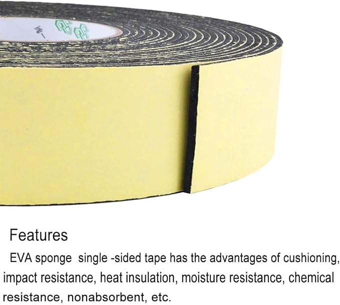 High Density Foam Insulation Tape Adhesive, Seal, Waterproof, Plumbing, HVAC, Weather Tape for Windows, Pipes, Cooling, Air Conditioning, Weather Stripping for Doors (33Ft x 1/8'' x 1'')