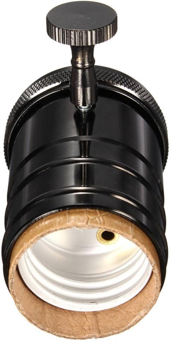 2 Pack Lamp or Fixture Replacement, E26/ E27 Solid Brass Industrial Light Socket Vintage Edison Pendant Lamp Copper Holder with Switch (Black)