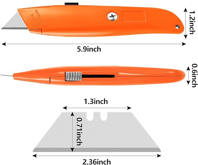 DIYSELF 2Pack Utility Knife Box Cutter Retractable Blade Heavy Duty (Orange)