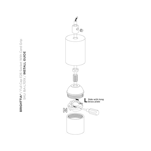 BRIGHTTIA E26 Light Bulb Socket with Cover & Cord Grip - Standard Screw-in Lamp Holder Socket Replacement for DIY Decorative Vintage Retro Industrial Edison Pendant Lighting - 2 Pack (Matte Black)