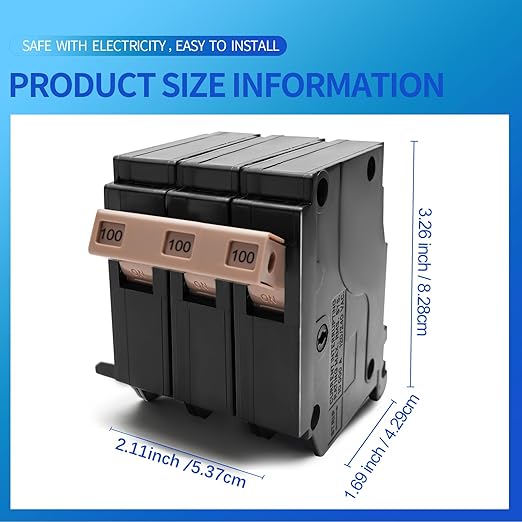 C3100 3-Pole 100-Amp Circuit Breaker, Type C3/4-Inch Plug-On Molded Case Circuit Breaker, Thermal Magnetic Protection, 10 KAIC, 120/240V, Fit for fit for Load Centers