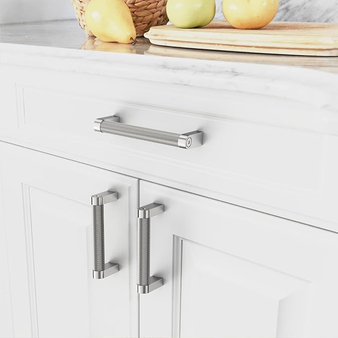 Amerdeco 10 Pack Brushed Satin Nickel Cabinet Pulls 3 Inch Hole Centers Kitchen Cabinet Handles Hardware Kitchen Handles for Cabinets Handles ZH0064